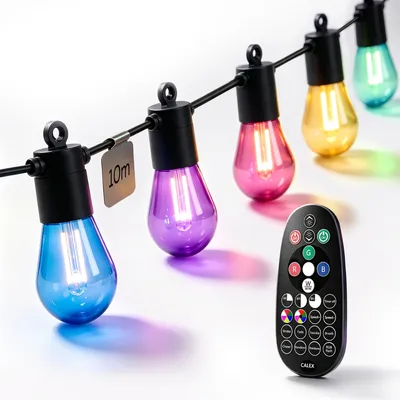 Produktbild von Calex Vista Farben Lichterkette 10 Lampen, 10 m, christmas lights, wasserdicht, Innen/Außen, koppelbar