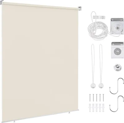 Produktbild von Faziango Senkrechtmarkise Beige 140 x 140cm Vertikalmarkise für Terrasse Balkon Seitenrollo Sichtschutz Sonnenschutz UV-Beständig