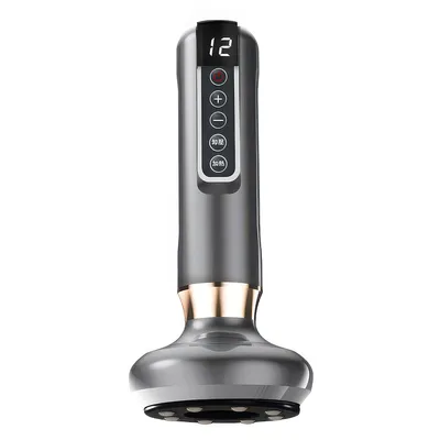 Produktbild von Elektrisches Schröpfgerät mit Gua Sha, Kratzinstrument, Schröpfmassagegerät, 12 Saugstufen, Infrarot, Meridiane Stimulation, Grau