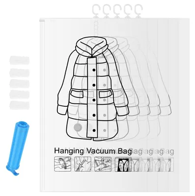 Image de Sacs de rangement sous vide pour vêtements - Lot de 5 - 110 x 70 cm