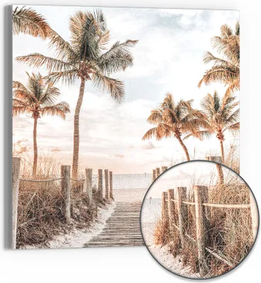 Produktbild von DEQORI Hybrid Leinwand Bild 30x30 cm 'Pfad zum Sommerglück' Wandbild Glas flach modern