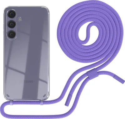 Produktbild von EAZY CASE Handykette für Samsung Galaxy S24 Plus, Clear Case aus Silikon, mit Umhängeband, abnehmbare Endstücke, Handyband in Violett