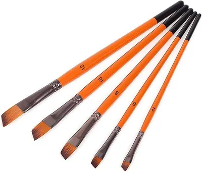 Imagen del producto de Juego de 5 pinceles para óleo, con cerdas de nylon, ideal para pinturas acrílicas, manualidades, acuarelas y para artistas, pintores y principiantes