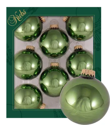 Glaskugeln Weihnachtsbaum grün glänzend 8 Stück 7 cm