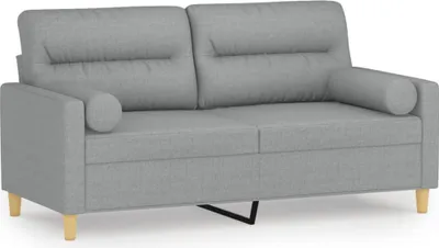 Produktbild von vidaXL 2-Sitzer-Sofa mit Zierkissen Hellgrau 140 cm Stoff
