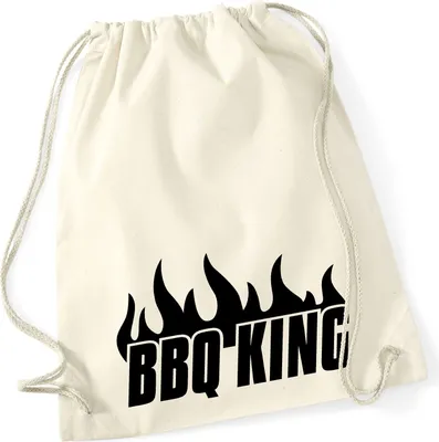Produktbild von Huuraa Turnbeutel BBQ King Flammen 12 Liter Natural Baumwolle Rucksack Geschenkidee