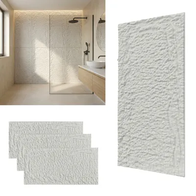 Produktbild von XINZI Steinoptik WBndpBneele 5D, PBnel wBnd, PolyurethanWBndverkleidung für Wohnräume, CBfés, 3 Stück (WBndsticker Dicke 5cm), Modell B CremeweiB
