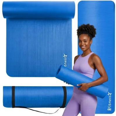 Zdjęcie produktu dla Mata do ćwiczeń JOGA FITNESS 190x61x1 cm GRUBA ANTYPOŚLIZGOWA niebieska