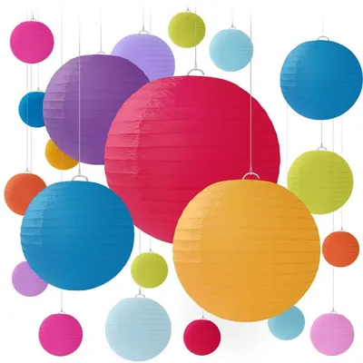 Papierlampions, 20 Stück, bunt, 15-30 cm, für Feste