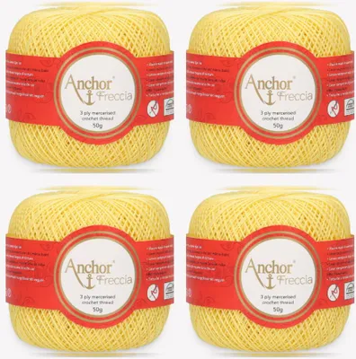 Image de 4 pelotes d'Anchor Freccia 12 – Fil de coton fin pour le crochet en filigrane (couleur 00293)