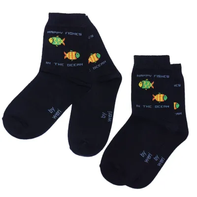 Produktbild von Kinder Socken 2-er Pack aus Baumwolle Happy Fishes Marine Größe 23-26