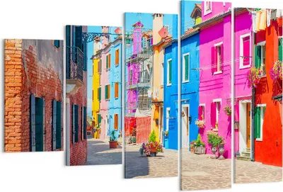 Produktbild von Bild auf Leinwand - Leinwandbild - Straße Haus Blumen - 150x100cm - Wand Bild - Wanddeko - Leinwanddruck - Bilder - Kunstdruck - Wanddekoration - Leinwand bilder - Wandkunst - EG150x100-3825