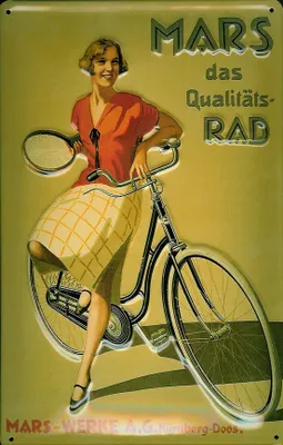 Produktbild von Blechschild Mars Fahrrad Werke Nürnberg Tennisschläger Schild Nostalgieschild
