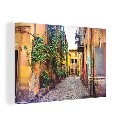 Obrázok produktu pre OneMillionCanvasses® - Maľba na plátne - Obraz na plátne Nástenná maľba na plátne - Stará ulička v Ríme - 150x100cm - Fotografia na plátne - maľba na