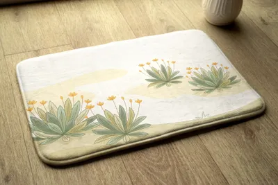 Produktbild von Badteppich Saugfähige - Badezimmer Teppich - Rutschfester Badvorleger Badematte - 75x45 cm - Pflanzen Blumen