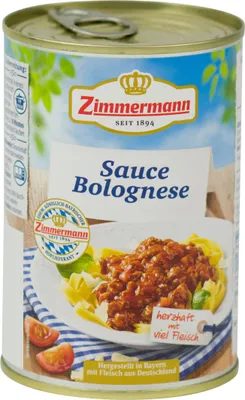 Produktbild von Food-United tafel- und verzehrfertige Sauce Bolognese - Bolognese-Soße mit viel Fleisch & Gemüse 400g Dose,von ZIMMERMANN Fleischwerke