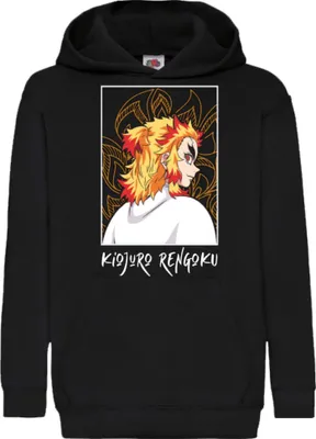 Obrázek produktu pro Dětská Mikina S Kapucí Demon Anime Slayer Kyojuro Rengoku 003, 5-6 Jahr - 116 / Černá