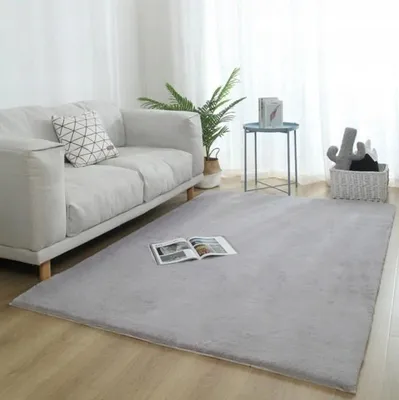 Zdjęcie produktu dla Dywan Pluszowy Jasnoszary 140X200 Cm