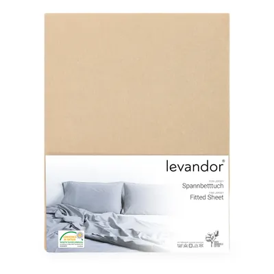 Produktbild von Spannbettlaken Bettlaken 100% Baumwolle Jersey  Standard 100 (60 x 120 cm - 70 x 140 cm), Steghöhe 15cm, Beige