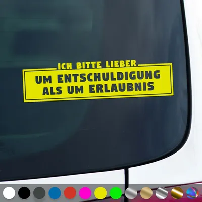 Produktbild von PantherPixel Erlaubnis Aufkleber Verzeihung Entschuldigung Sticker Auto Geschenkidee Farbe Neon-Gelb