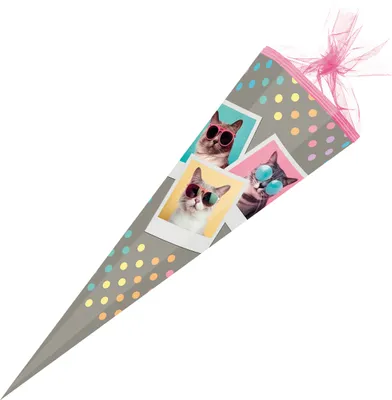 Produktbild von Nestler Schultüte Cool Cats eckig mit Tüllverschluss 85cm