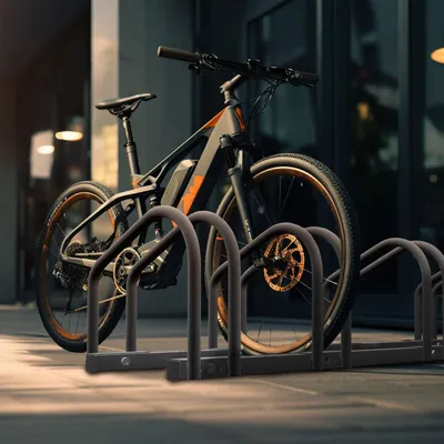 Produktbild von Fahrradständer für 4 Fahrräder, bis 6 cm Reifenbreite, platzsparend, zur Bodenverankerung, auch als Serviceständer
