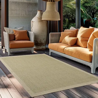 Produktbild von Outdoor-Teppich, einfarbig, grün, Teppich für Terrasse, Balkon oder Küche, Polypropylen-Rückseite 80 x 250 cm