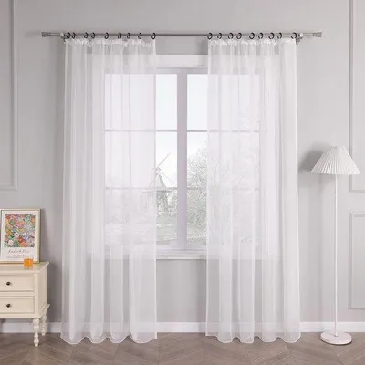 Productafbeelding van Ibenzoa® Transparante voile gordijnen met vouwband, 100% polyester, lichtdoorlatend en gemakkelijk te onderhouden, verkrijgbaar in verschillende kleuren – lichte en luchtige raambekleding