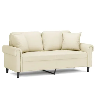 Produktbild von 2-Sitzer-Sofa mit Zierkissen Creme 140 cm Kunstleder
