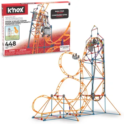 Produktbild von K'NEX 80216 Amazin' 8 Achterbahn-Baukasten, buntes Konstruktionsspielzeug für Ju