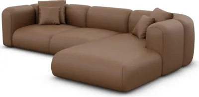 Produktbild von Kunstleder L-Form Sofa Belio Braun Rechts