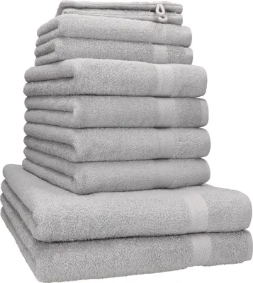 Produktbild von Betz 10-tlg. Handtuch-Set PREMIUM 2 Duschtücher 4 Handtücher 2 Gästetücher 2 Waschhandschuhe  Farbe: silber