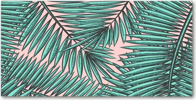 Produktbild von Tulup Glas-Bild -140x70- Wandkunst Dekorative Wand für Küche & Wohnzimmer - Blumen & Pflanzen - Palmenblätter - Grün