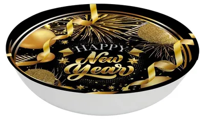 Neujahrsschale 32 cm, Schwarz-Gold, Tischdeko für Feste