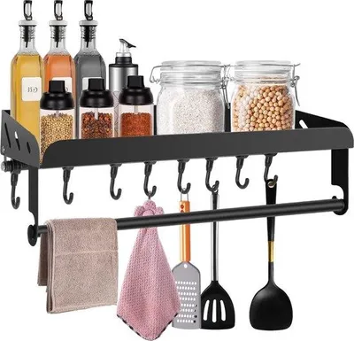 Produktbild von Edelstahl-Zuganker, 40 cm, schwarz, für Innenräume, Bohrfrei, mit 8 Haftnägeln.