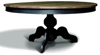 Image de Casa Padrino Table de salle à manger Art Nouveau Chêne Massif Rond Couleurs Bois / Noir Ø 160 x H. 77 cm - Table ronde de salle à manger en bois massif