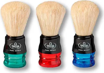 Immagine prodotto di Pennello da barba Omega con setole naturali 10077, manico blu