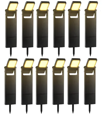 Produktbild von 12 Stück LED Solarlampen für Außen Solarleuchten mit 2 Modi Hell, Warmweiß Solar Wegbeleuchtung IP64 Wasserdicht für Außen, Hinterhöfe, Gärten, Rasen