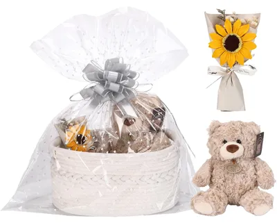 Geschenkkorb aus Baumwolle, handgewebt, 34x23x18 cm, weiß