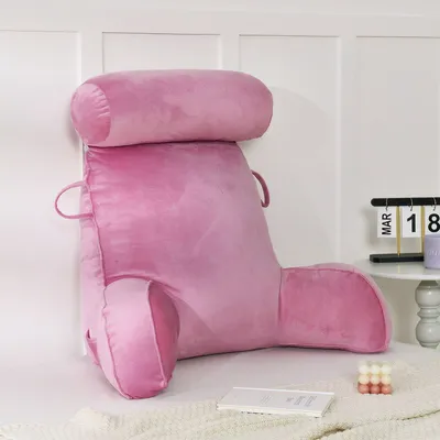 Image de Coussin de lecture Coussin avec traversin amovible, coussin de lecture en velours pour s'asseoir dans le lit adulte, dossier pour s'asseoir dans le lit, le canapé ou le sol,Rose