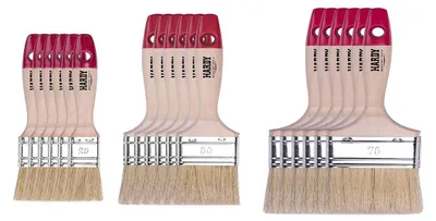 Imagen del producto de Hardy Working Tools: Juego de pinceles planos, 18 piezas, con 6 pinceles de diferentes anchos: 25, 50 y 75 mm