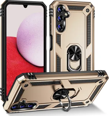 Produktbild von Galaxy A14 5G Hülle, Schiebe Kamera Schutz Schutzhülle mit Ringhalterung Ständer Kartenhalter für Samsung Galaxy A14 5G Gold