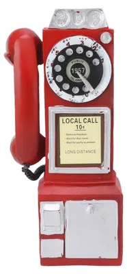 Image de Modèle de téléphone décoratif, tendance, classique, vintage, décoration de téléphone en résine raffinée pour bar, rouge