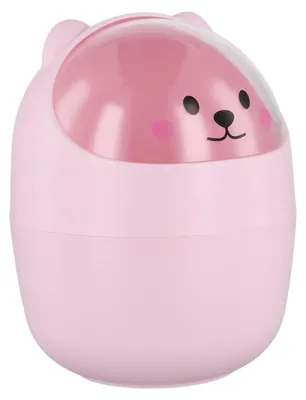 Image de Petit poubelle de bureau en plastique rose, avec couvercle, 1 pièce, pour bureau