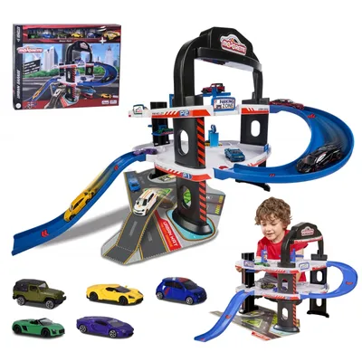 Image de MAJORETTE Garage municipal + 5 voitures Lamborghini Audi Ford Renault Jeep
