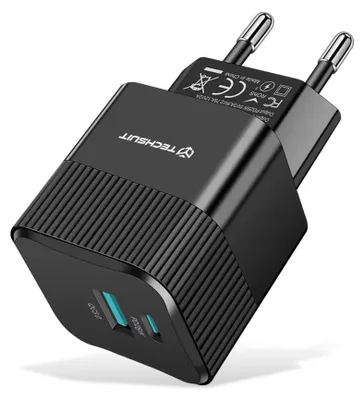 Zdjęcie produktu dla Techsuit ładowarka sieciowa (CHPD216) USB QC3.0, USB-C PD25W - czarna