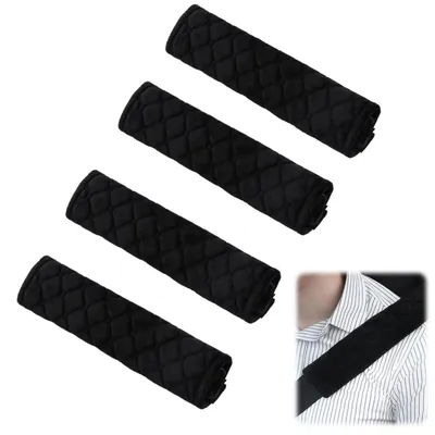 Produktbild von Gurtpolster Auto 4er Set Schulterschoner weiche Microfaser Schwarz 6x26cm