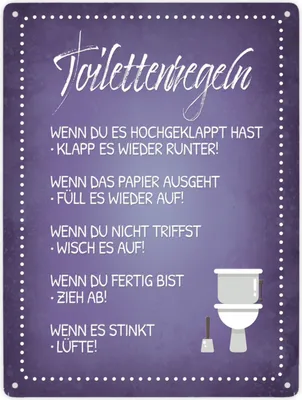 Produktbild von Toilettenregeln Metallschild XXL Schild Blechschild Aluminiumschild