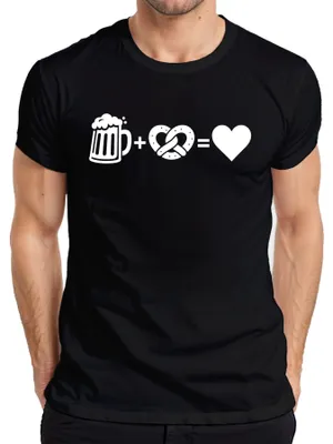 Imagen del producto de Camiseta para hombre con motivos de cerveza, pretzel, corazón, , "Wiesn" (término bávaro para ), diseño bávaro tradicional. Color: . Talla: 3XL