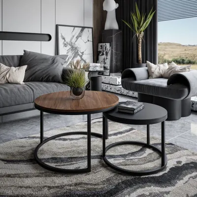 Produktbild von Runder Couchtisch CIRI MIX SLIM 2in1